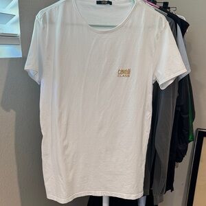 Cavalli Class White Tee with Gold Logo